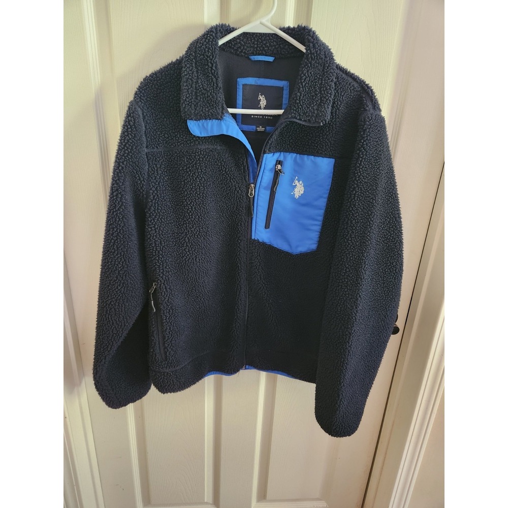 Jacket US Polo Assn Navy blue Fleece Lined All-Weather Windbreaker -Size M